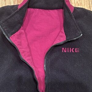Nike Reversible Vest Maroon Crimson Black Nylon Fleece Pockets
